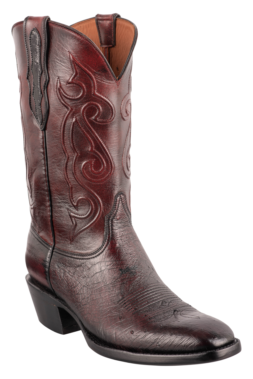 Black Jack Exclusive Smooth Ostrich Cowboy Boots - Black Cherry