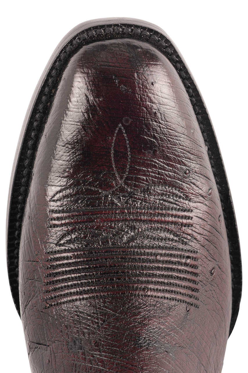 Black Jack Exclusive Smooth Ostrich Cowboy Boots - Black Cherry