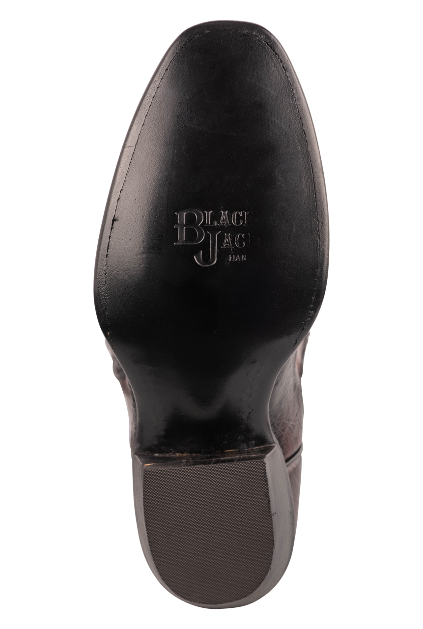 Black Jack Exclusive Smooth Ostrich Cowboy Boots - Black Cherry