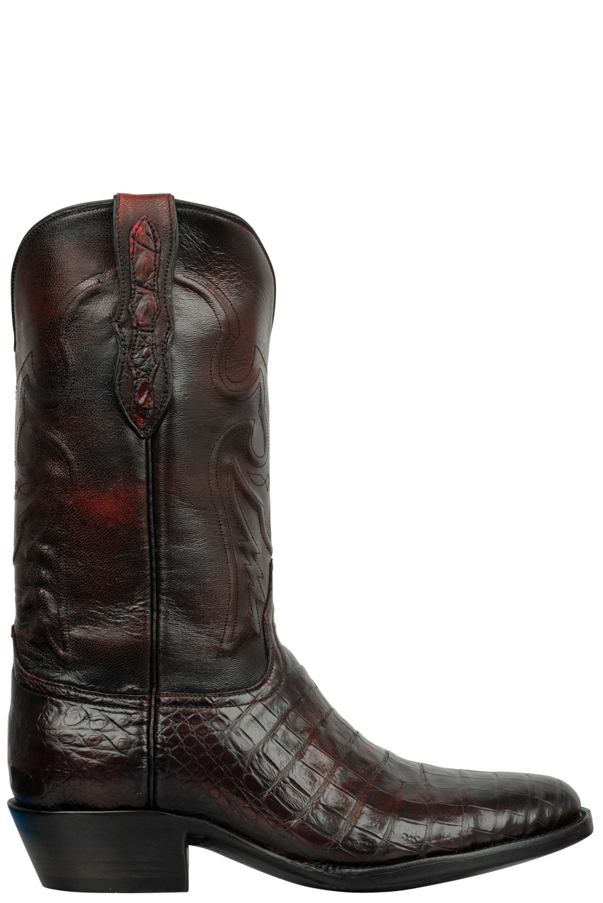 Black Jack Caiman Belly Cowboy Boots - Black Cherry