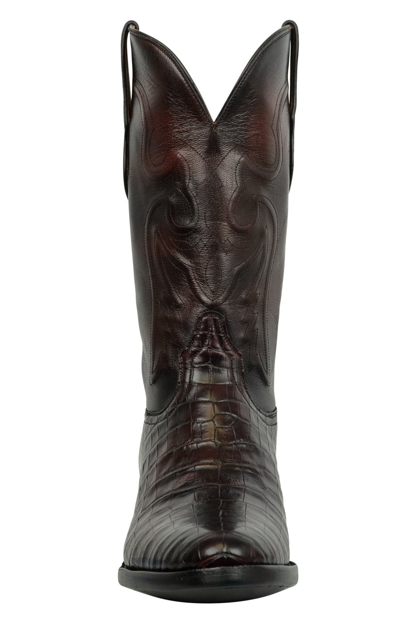 Black Jack Caiman Belly Cowboy Boots - Black Cherry