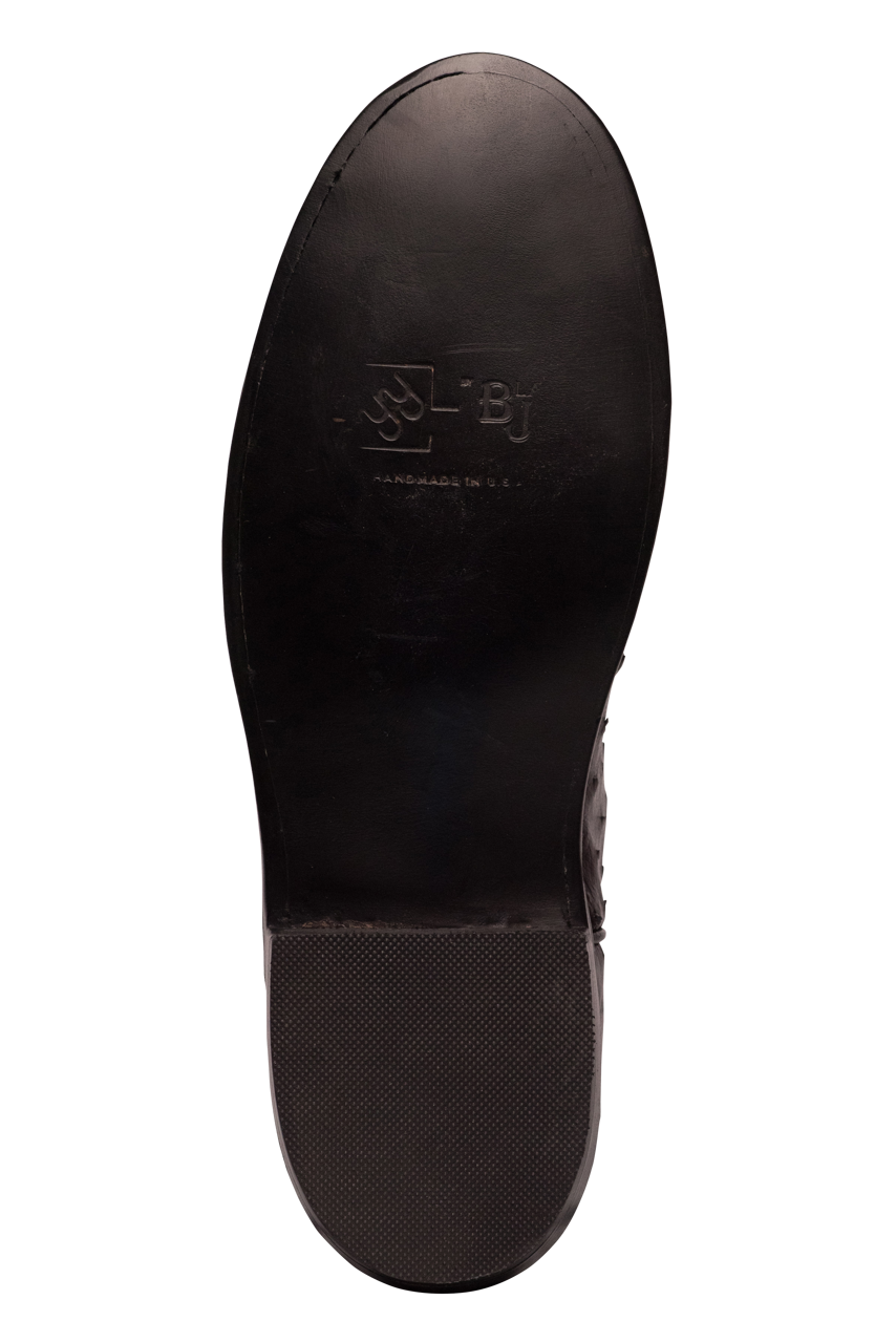 Black Jack Brush Off Full Quill Ostrich Roper Boots - Black Cherry