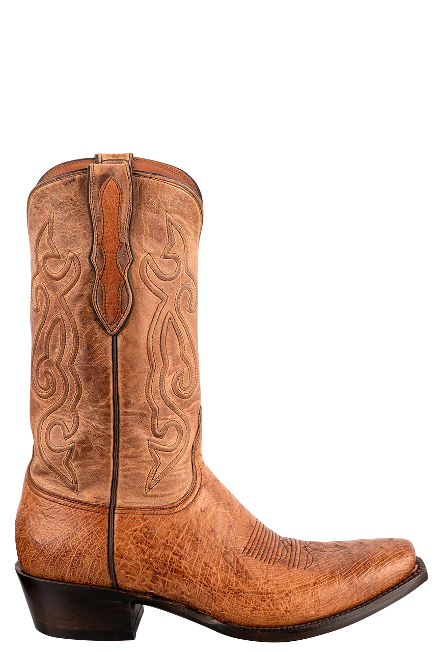 Black Jack Smooth Ostrich Cowboy Boots - Burnished Cigar