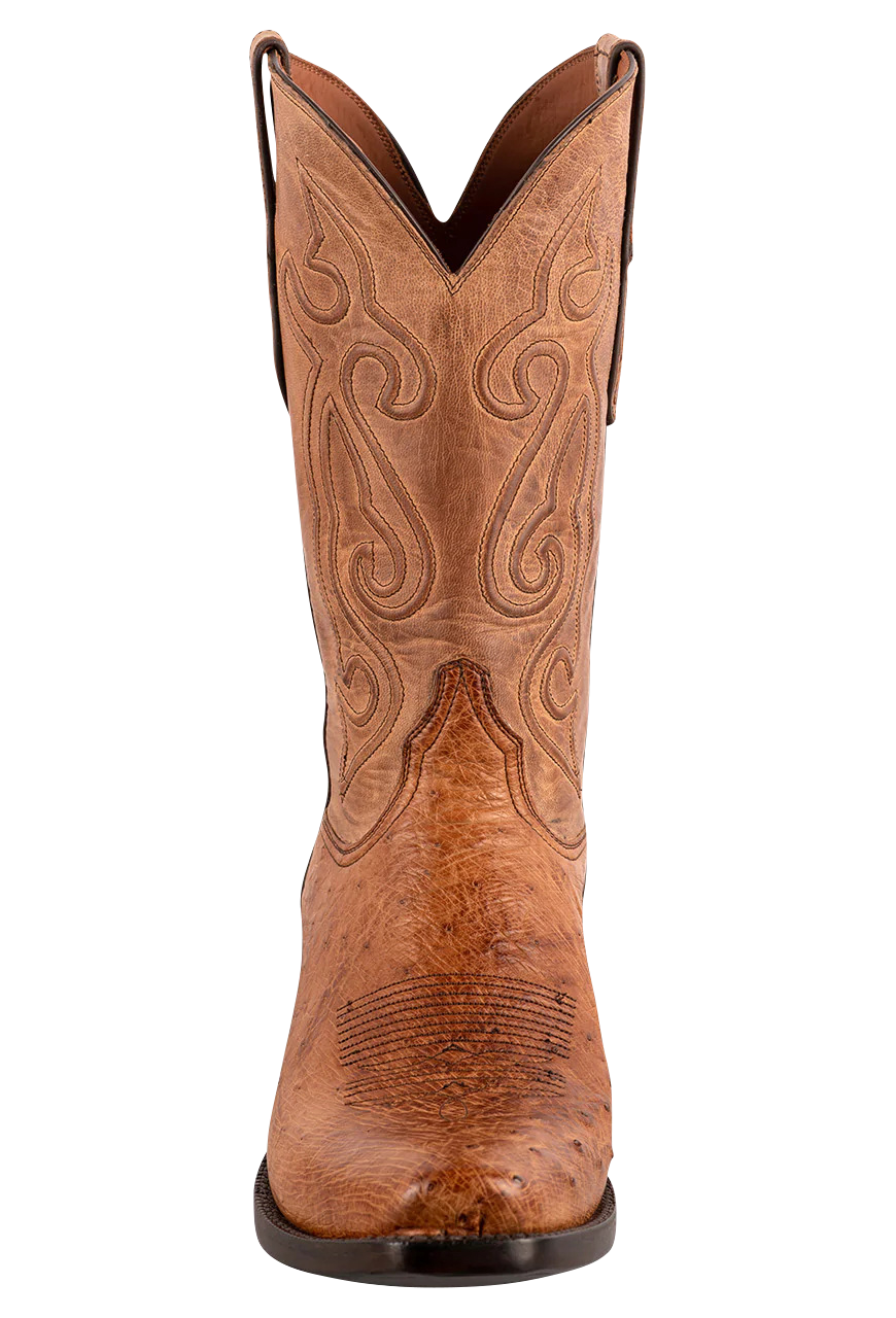 Black Jack Smooth Ostrich Cowboy Boots - Burnished Cigar