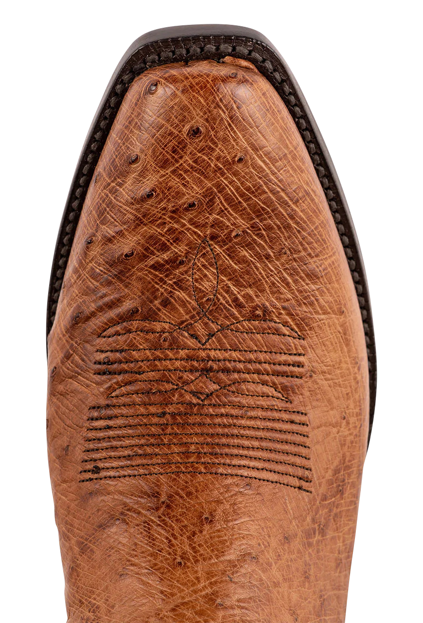 Black Jack Smooth Ostrich Cowboy Boots - Burnished Cigar