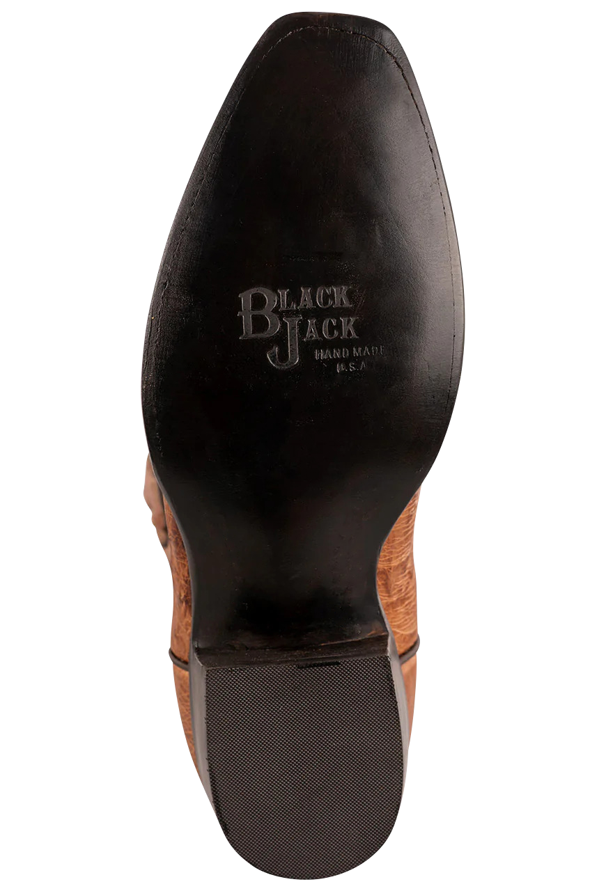 Black Jack Smooth Ostrich Cowboy Boots - Burnished Cigar