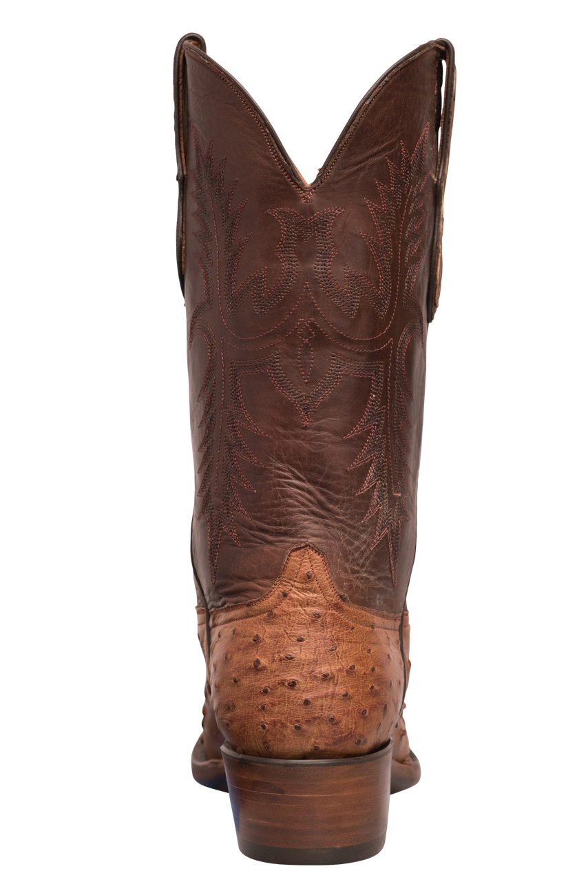 Black Jack Men's Burnished Full Quill Ostrich Cowboy Boots - Cigar