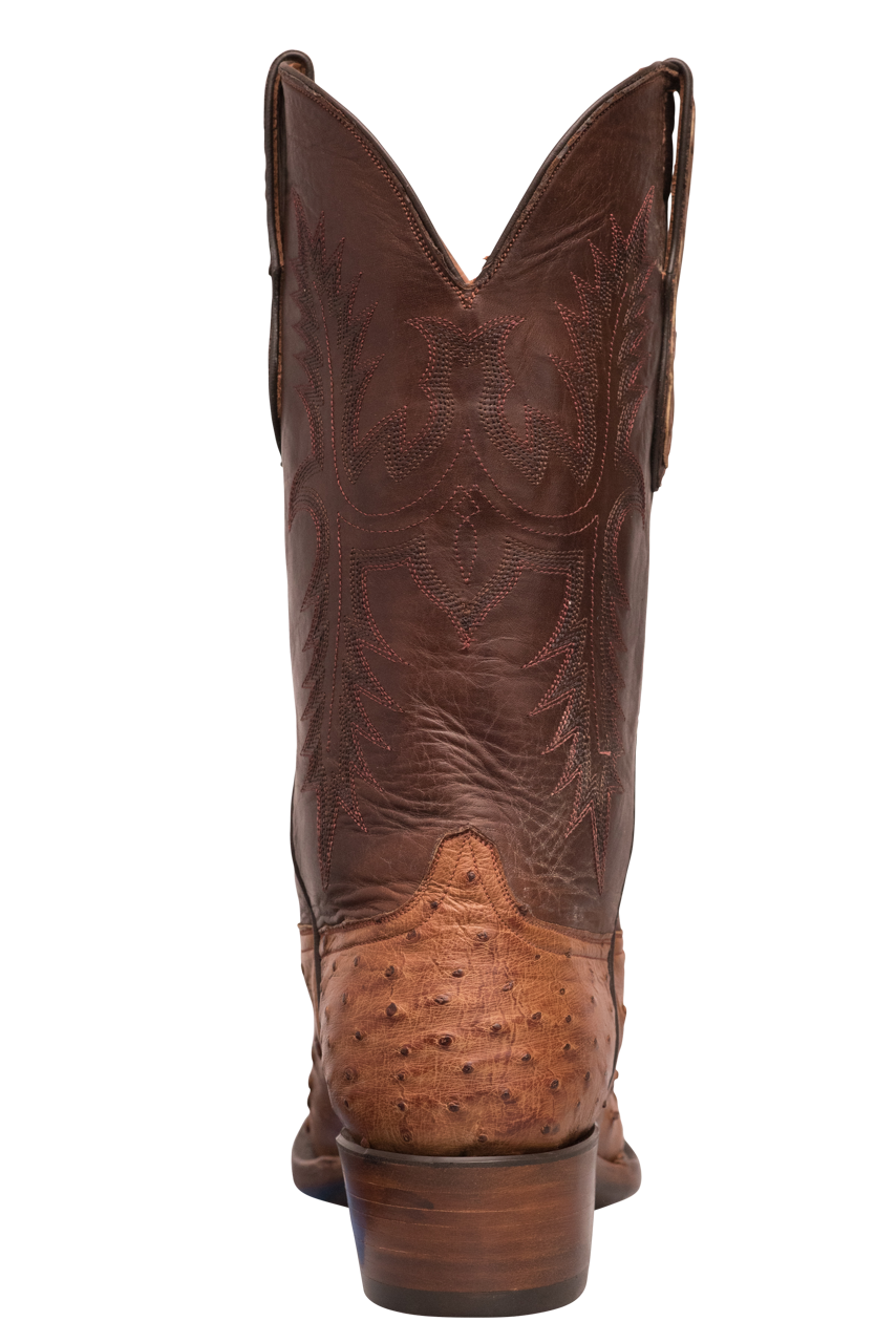 Black Jack Burnished Full Quill Ostrich Cowboy Boots - Cigar