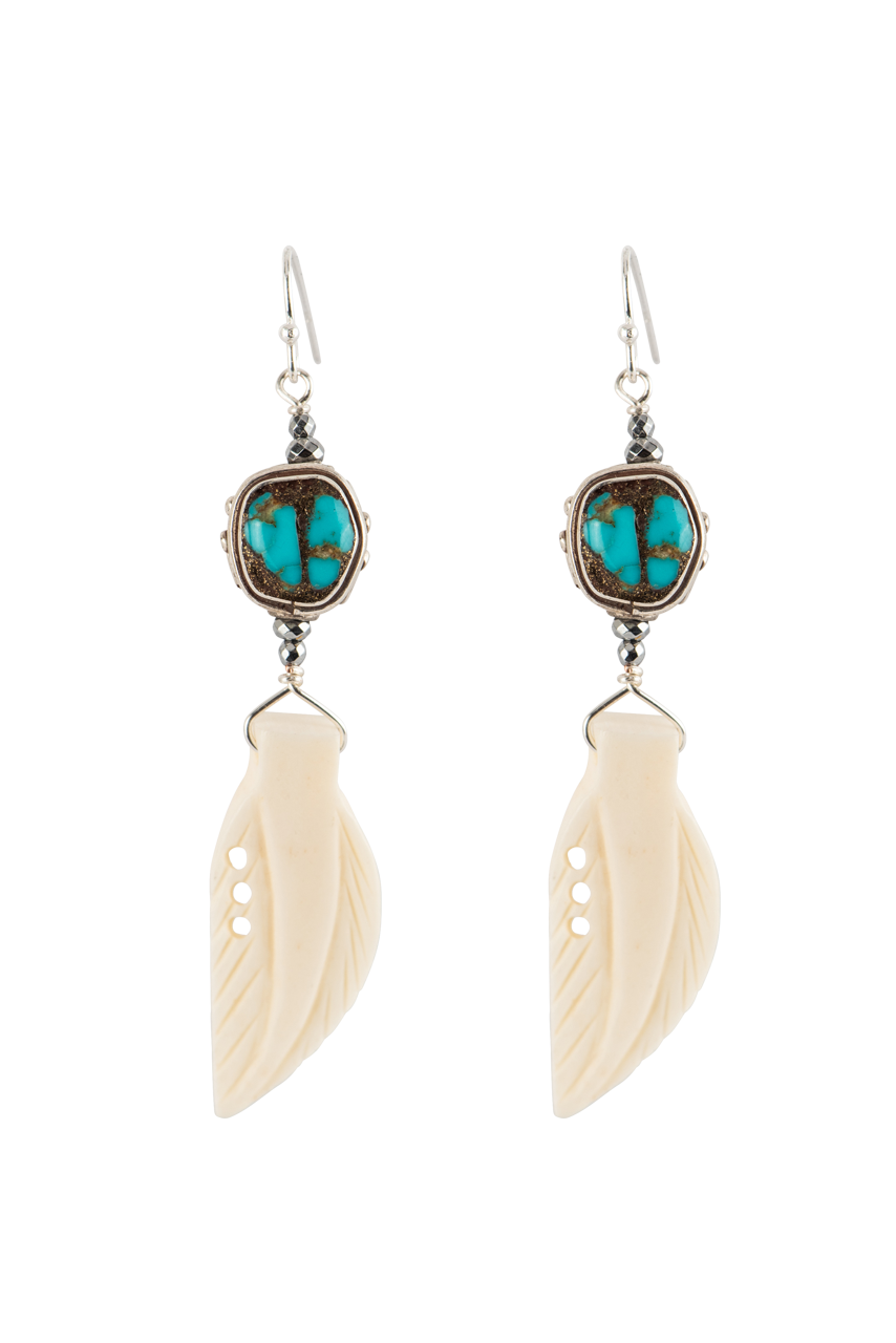 Breathe Deep Turquoise & Bone Earrings