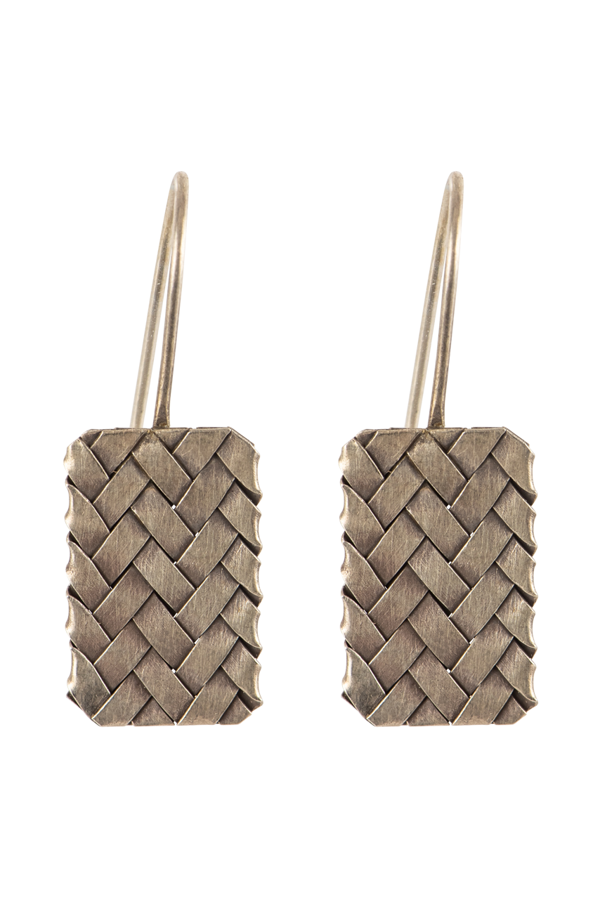 Breathe Deep Silver Basket Weave Earrings