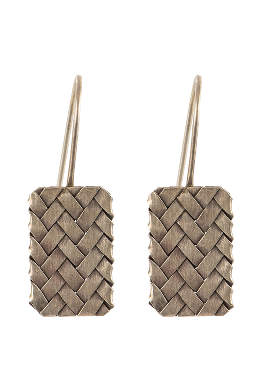 Breathe Deep Silver Basket Weave Earrings
