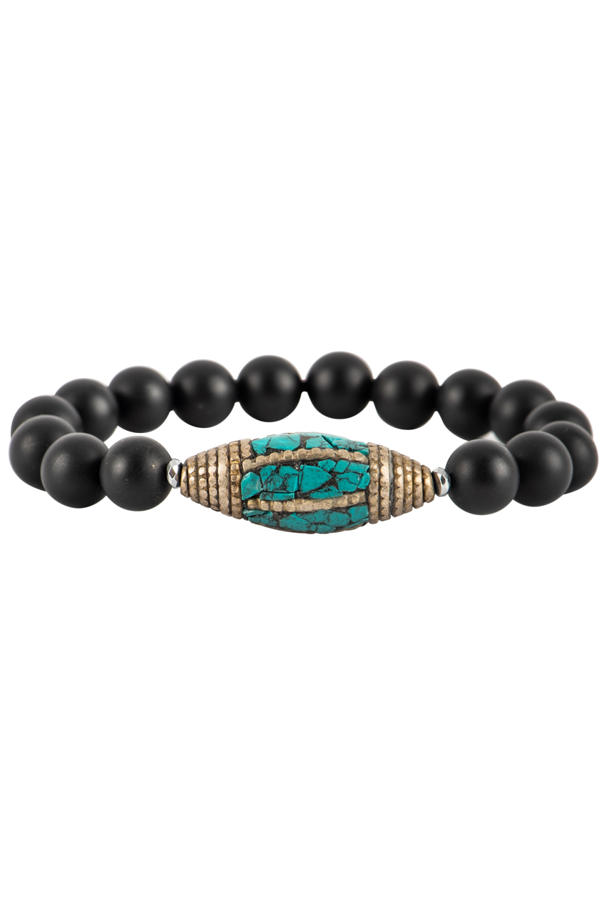 Breathe Deep Onyx & Turquoise Bracelet