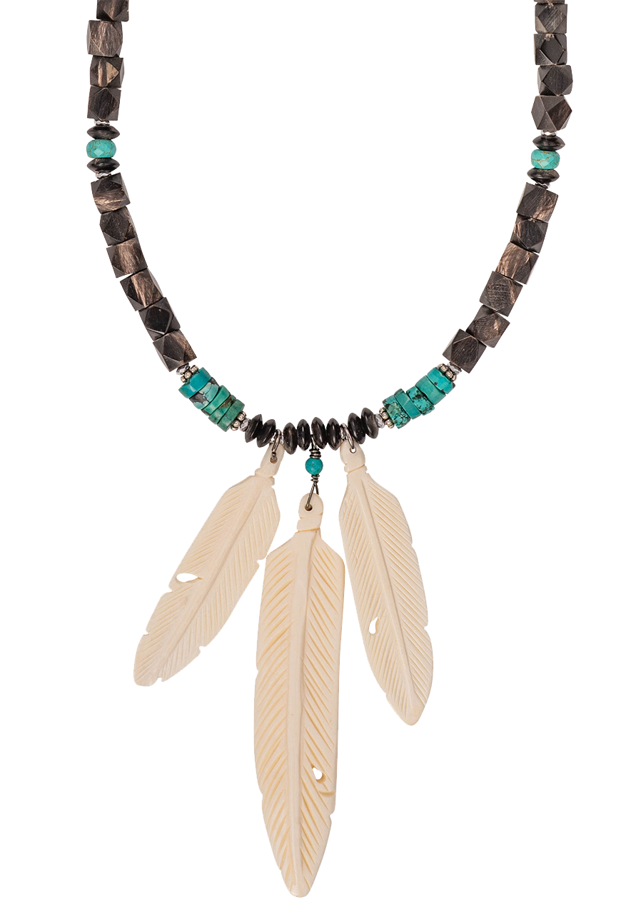 Breathe Deep Feather Horn Necklace