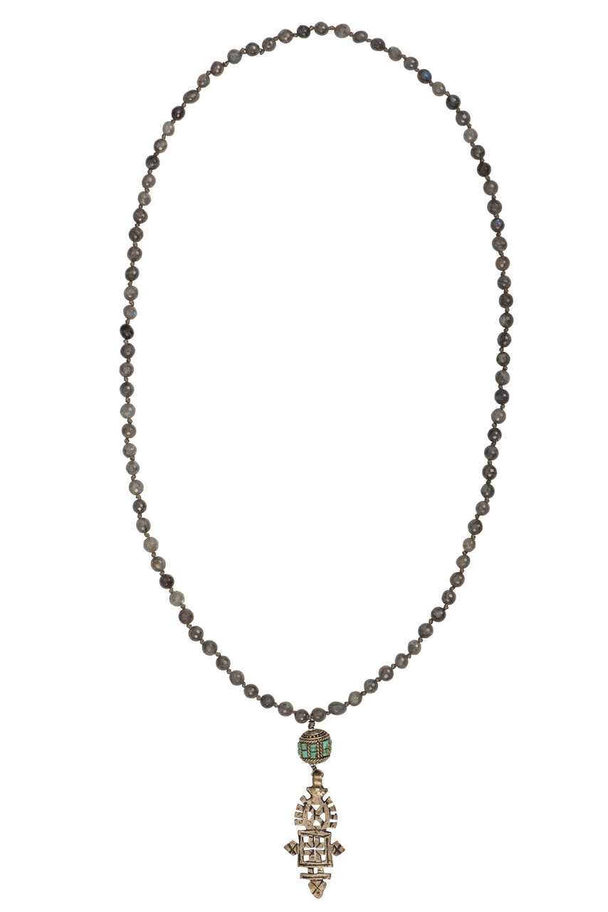 Breathe Deep Beaded Cross Necklace