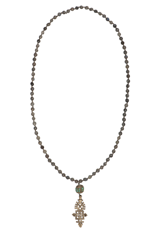 Breathe Deep Beaded Cross Necklace