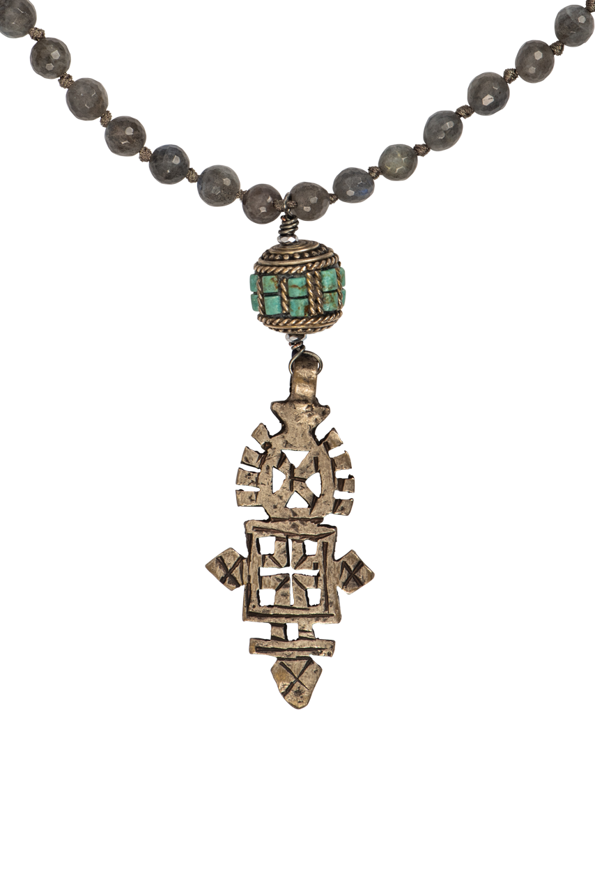 Breathe Deep Beaded Cross Necklace