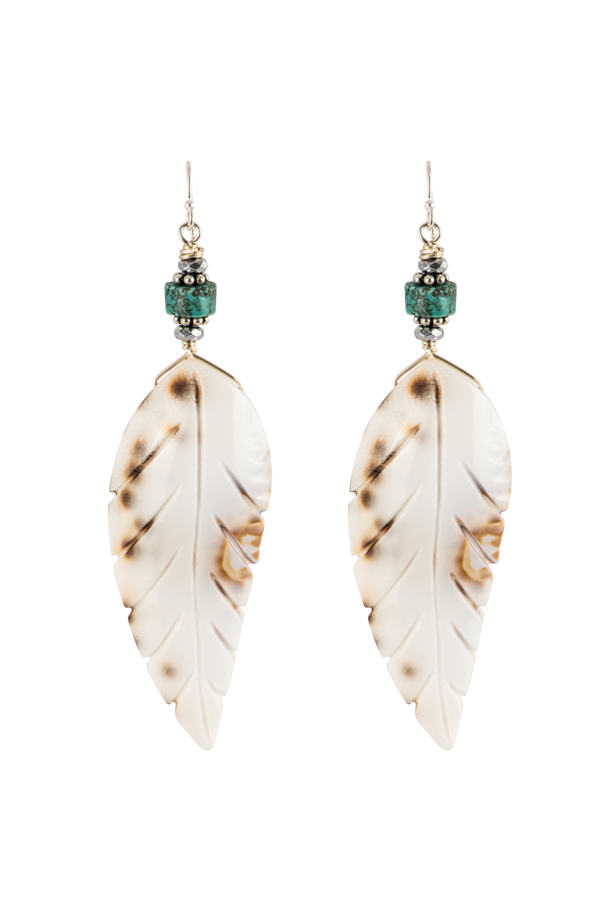 Breathe Deep Feather Shell Earrings