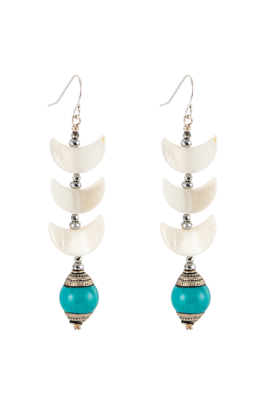 Breathe Deep Turquoise Moon Earrings