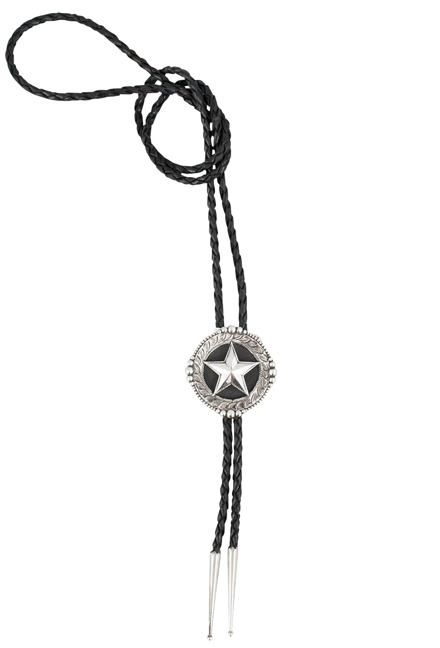 Pinto Ranch Engraved Beaded Star Bolo Tie