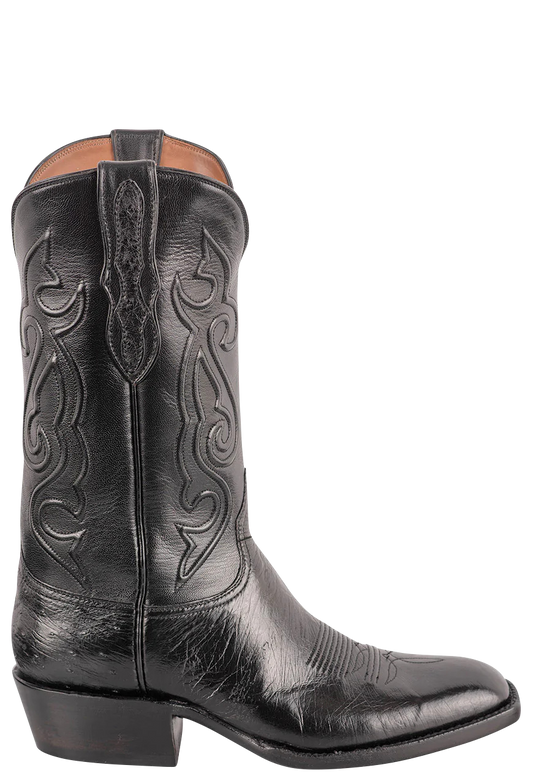 Black Jack Exclusive Smooth Ostrich Cowboy Boots - Black