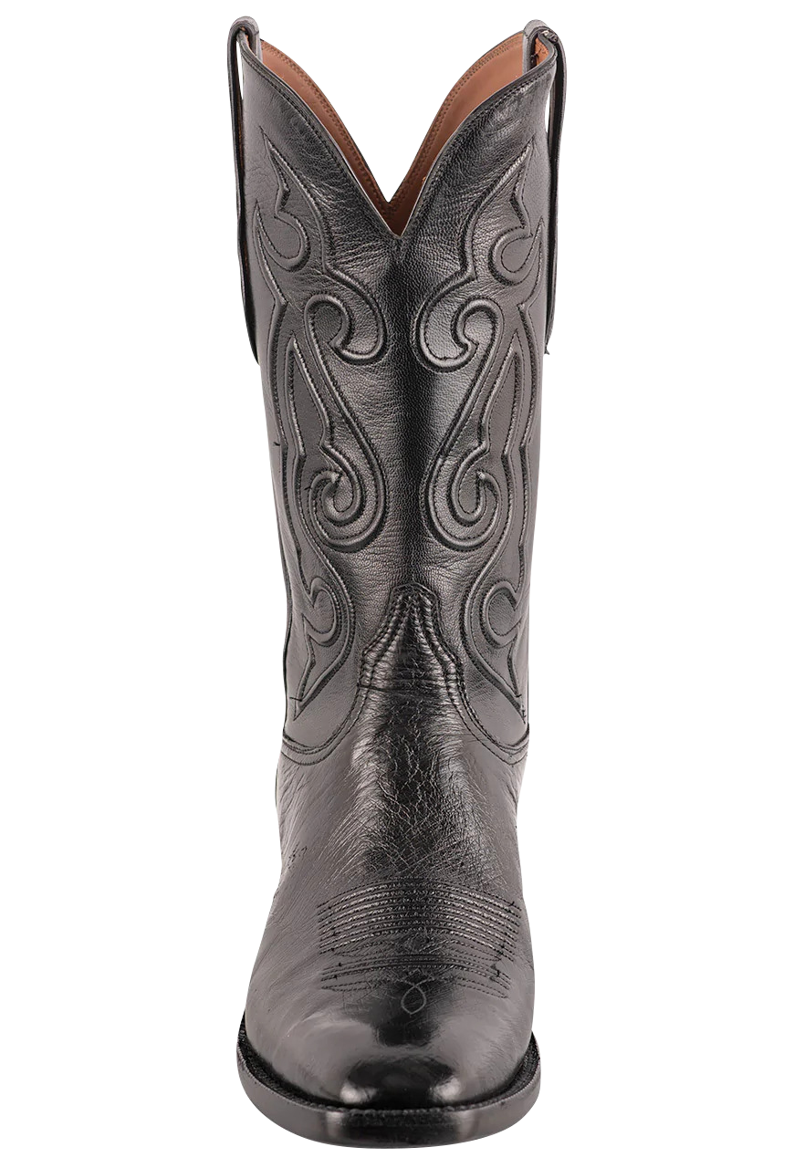 Black Jack Exclusive Smooth Ostrich Cowboy Boots - Black