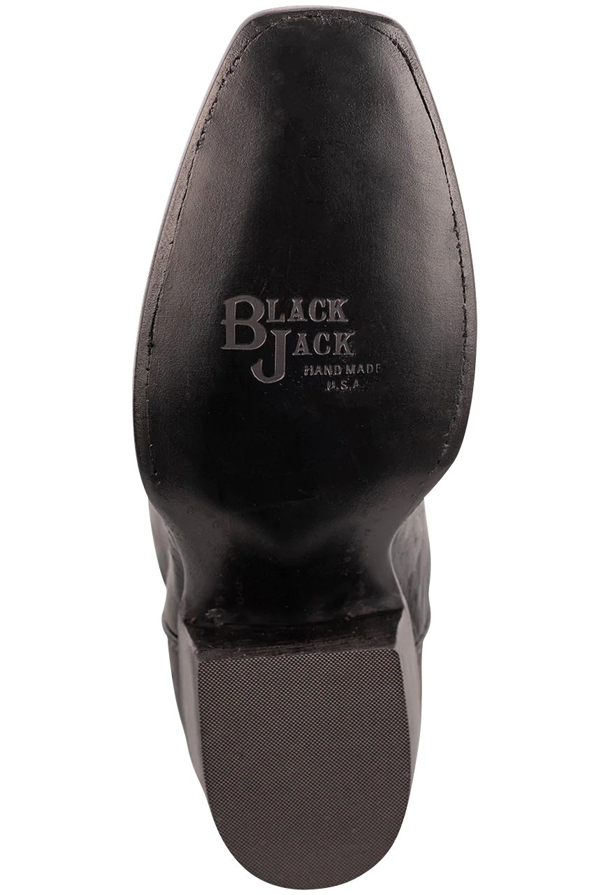 Black Jack Exclusive Smooth Ostrich Cowboy Boots - Black