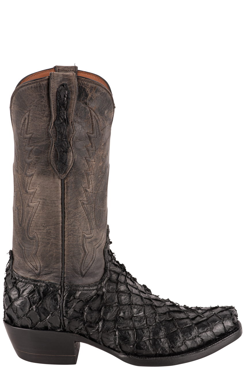 Black Jack Exclusive Pirarucu Cowboy Boots - Black