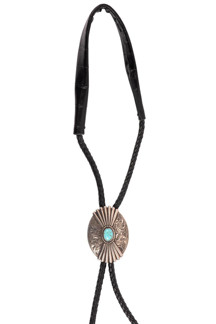 Pinto Ranch Fluted Oval Engraved Bolo Tie