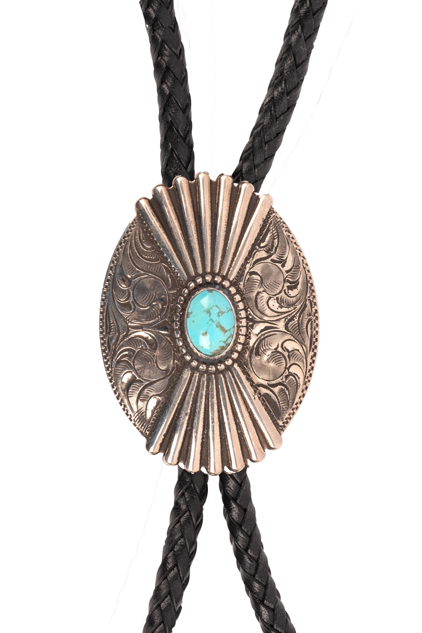 Pinto Ranch Fluted Oval Engraved Bolo Tie
