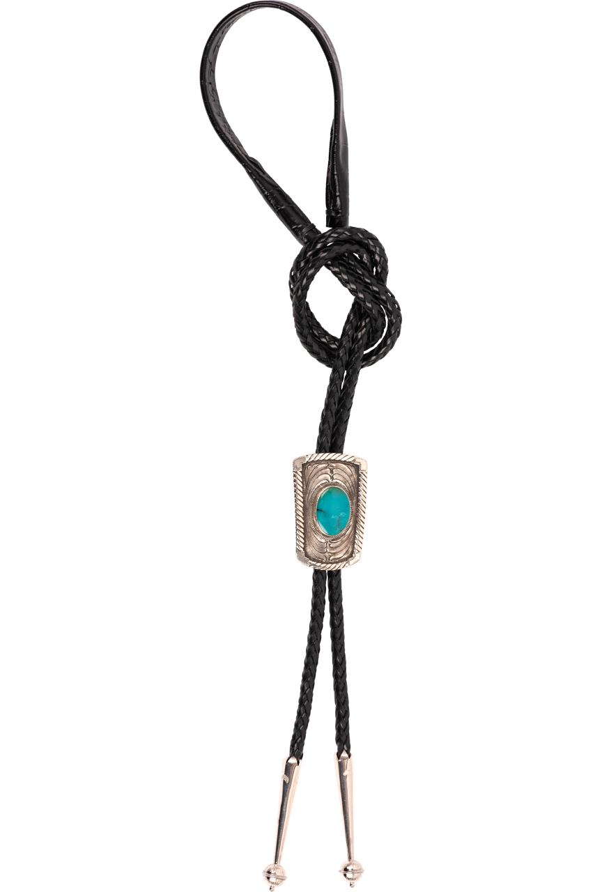 Pinto Ranch Rectangle Engraved Bolo Tie