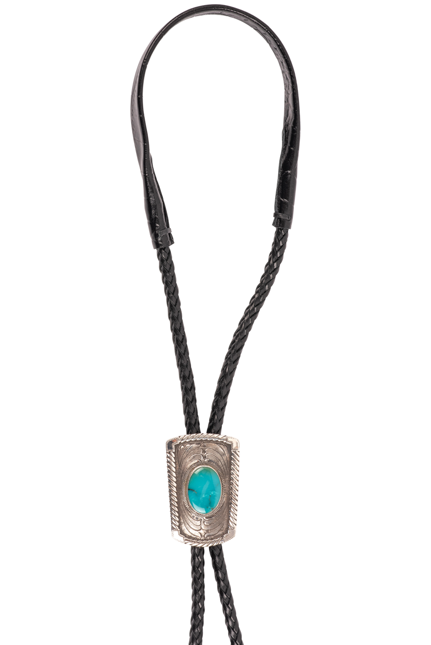 Pinto Ranch Rectangle Engraved Bolo Tie