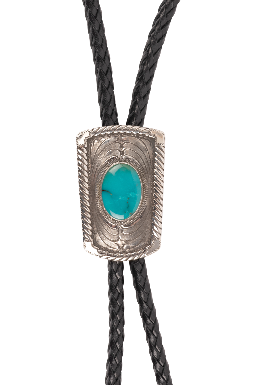 Pinto Ranch Rectangle Engraved Bolo Tie