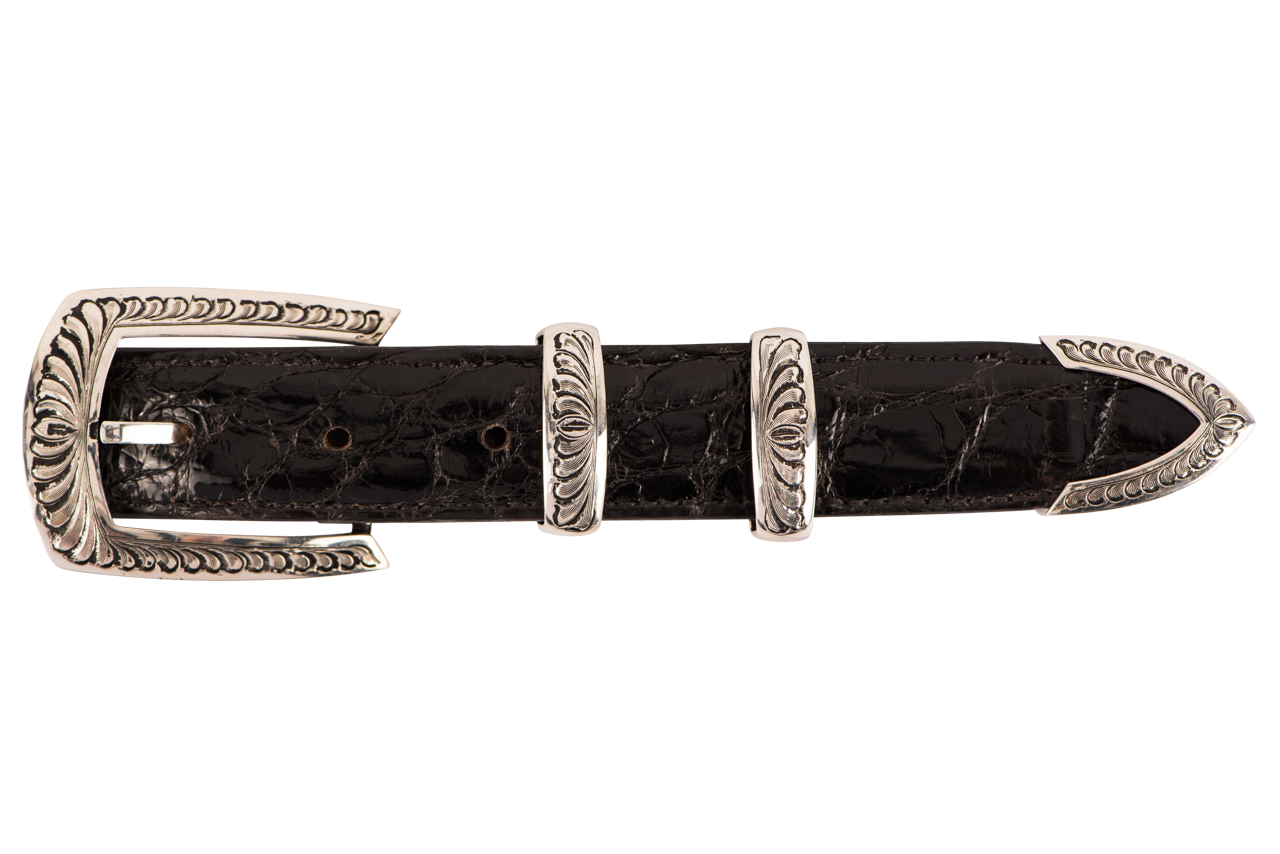 Chacon Bellaire Feather Engraved 1" Buckle Set