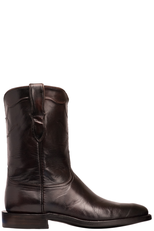 Black Jack Brush Off Goat Roper Boots - Brown