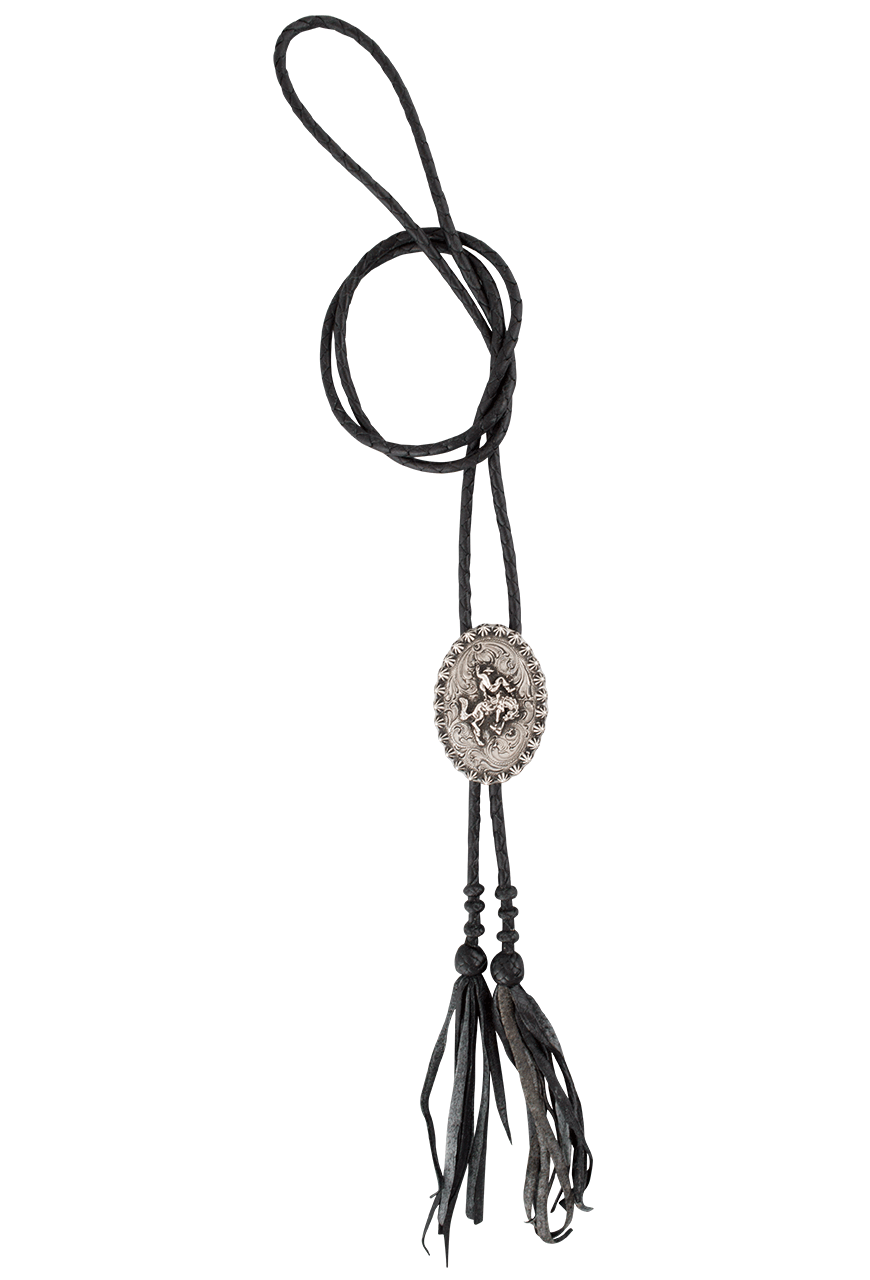 Silver King Bucking Bronco Bolo Tie