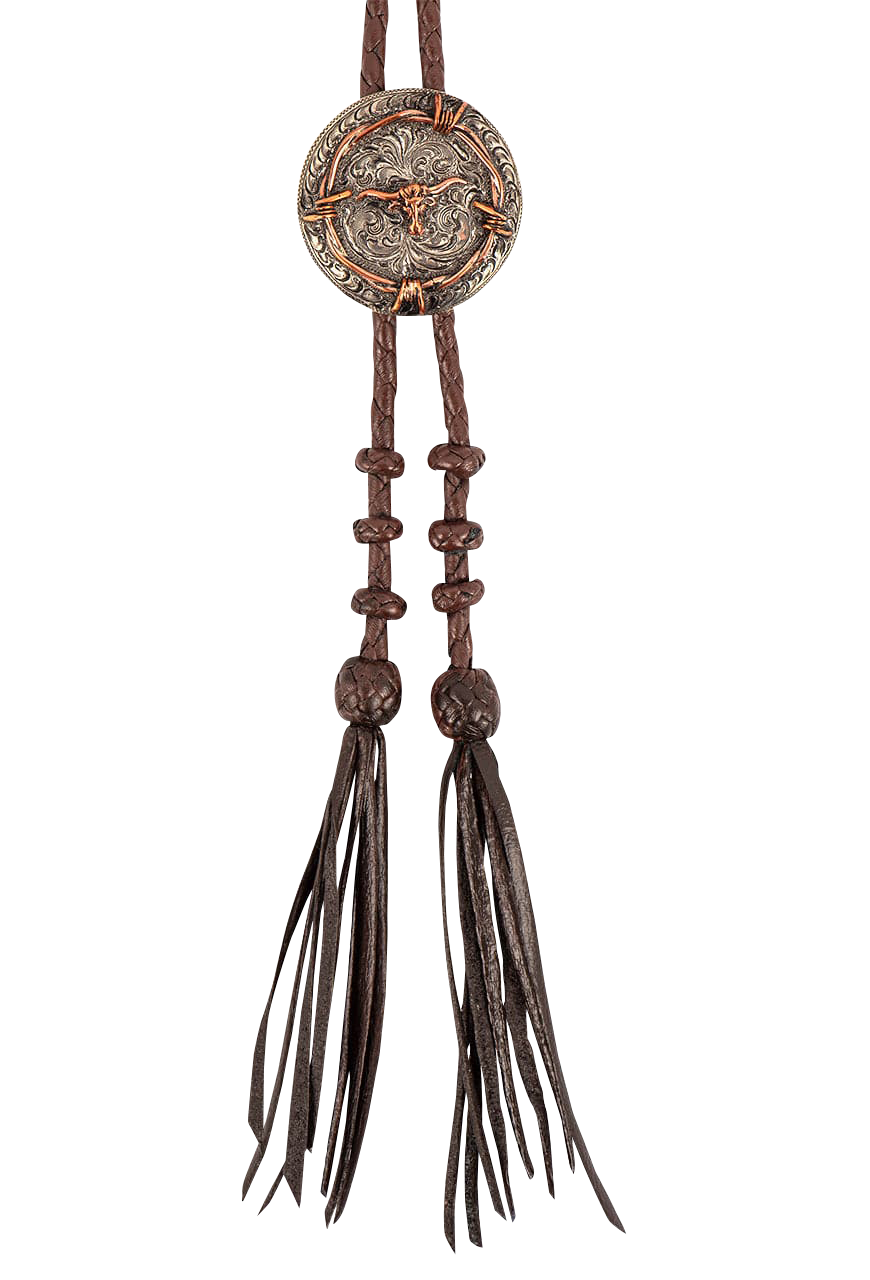 Silver King Copper Longhorn Bolo Tie
