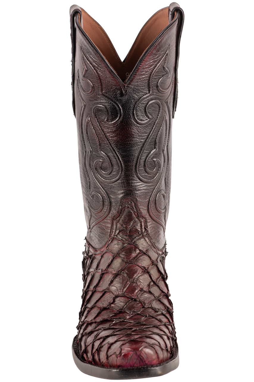 Black Jack Men's Exclusive Pirarucu Cowboy Boots - Burgundy