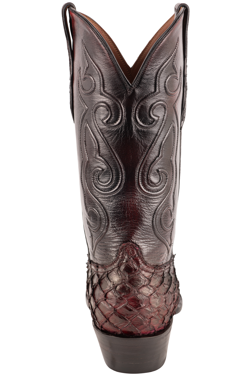 Black Jack Men's Exclusive Pirarucu Cowboy Boots - Burgundy