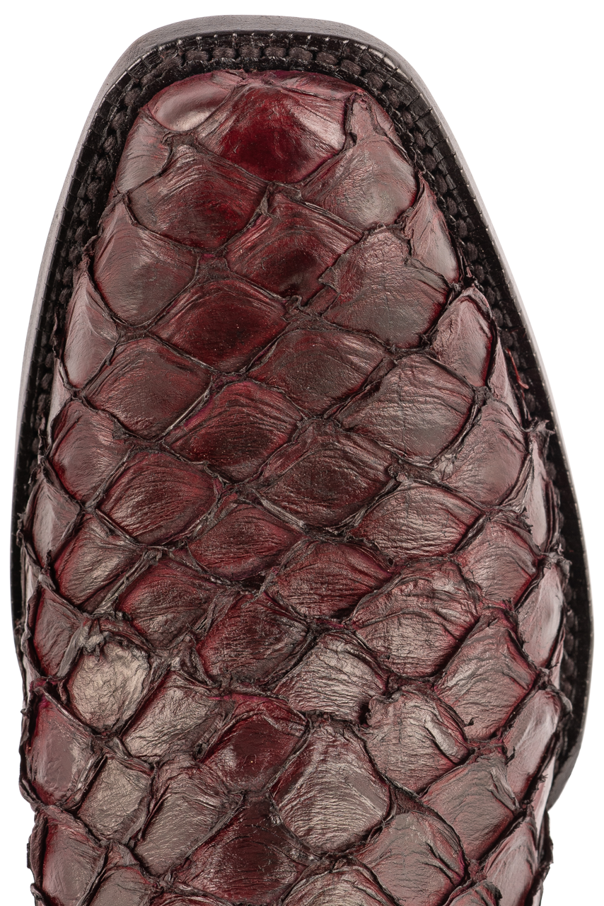 Black Jack Men's Exclusive Pirarucu Cowboy Boots - Burgundy