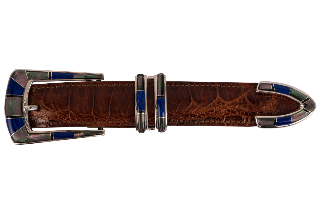 B.G. Mudd 1" Lapis & Onyx Buckle Set