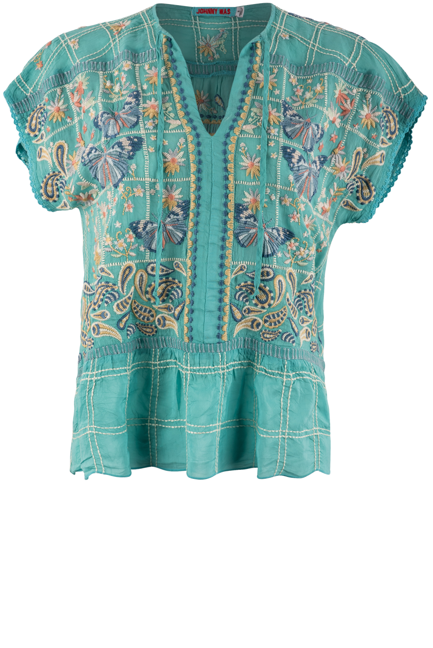 Johnny Was Marine Blue Paise Blouse