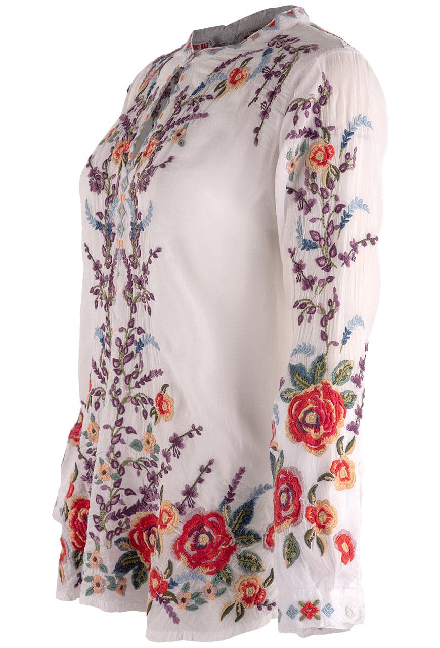 Johnny Was White Yasamine Floral Blouse