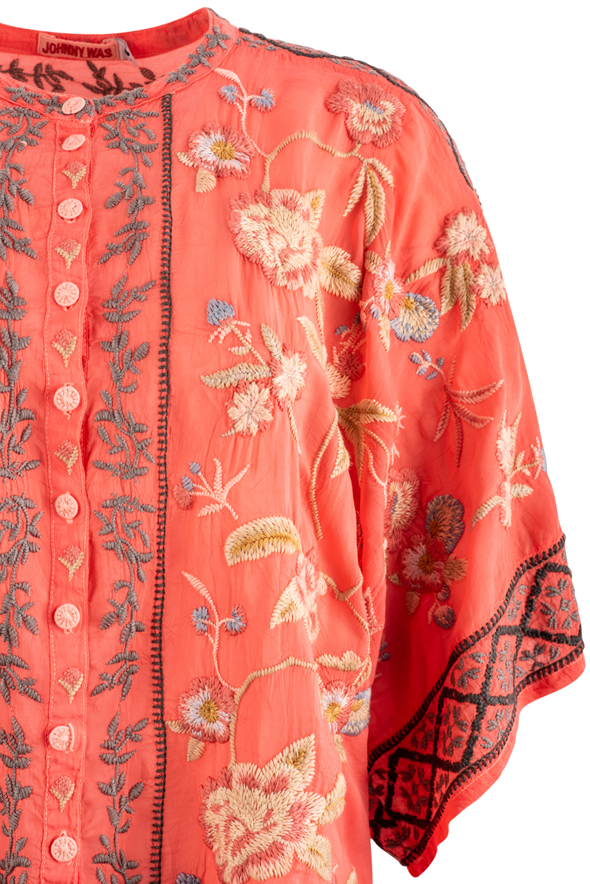 Johnny Was Coral Sunset Mulane Blouse