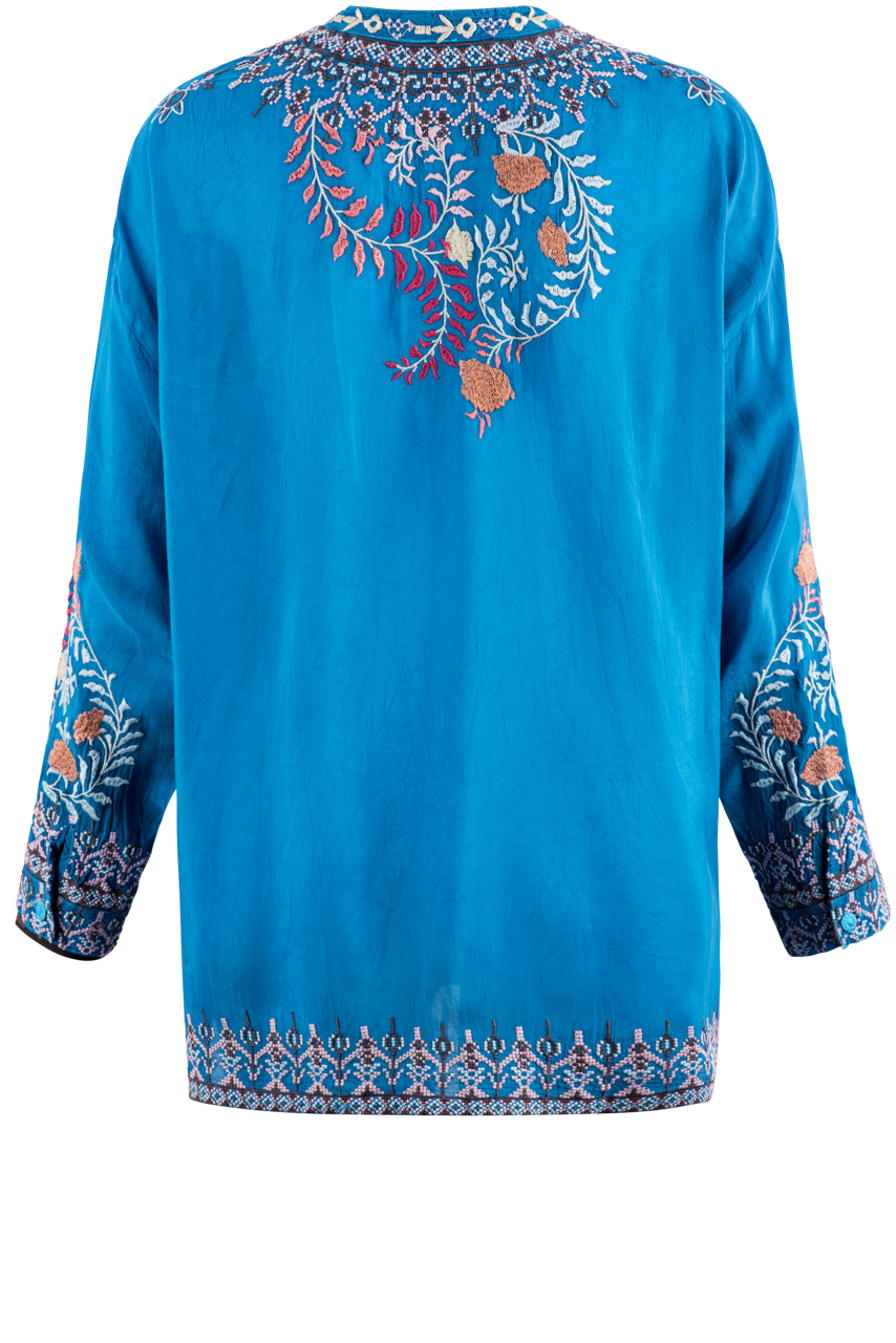 Johnny Was Blue Floral Print Tunic