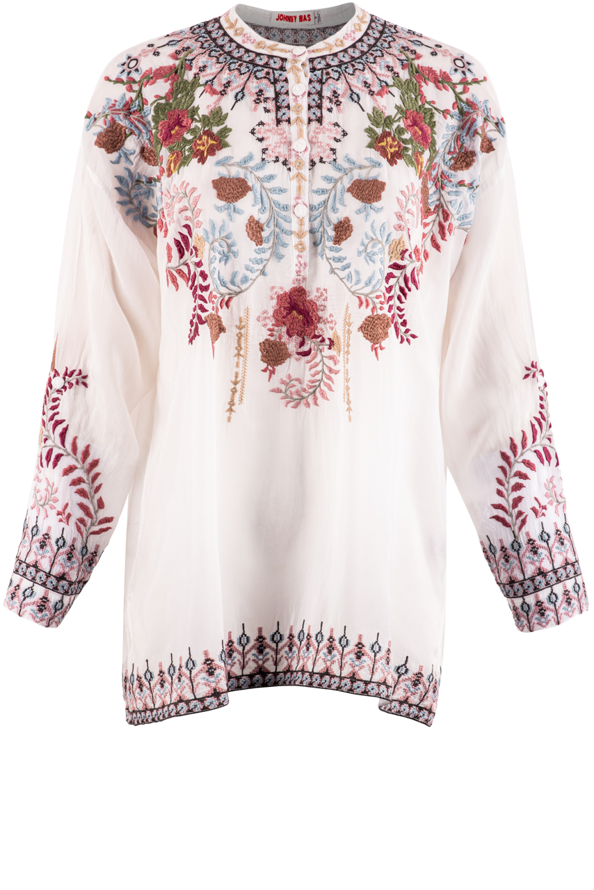 Johnny Was White Floral Print Tunic