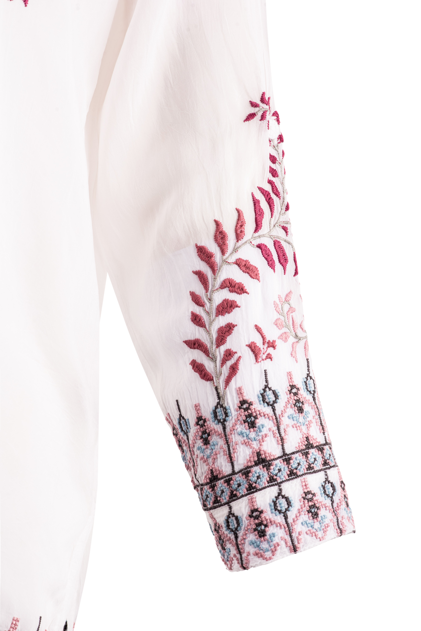 Johnny Was White Floral Print Tunic