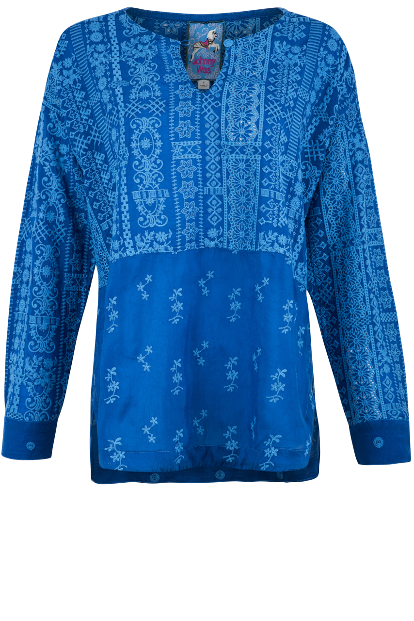 Johnny Was Tonal Embroidered Blouse