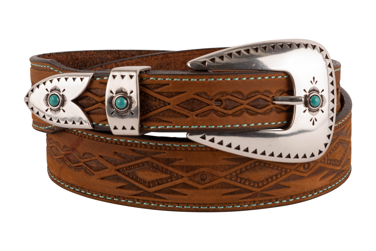 Tony Lama Dakota Brown Embossed Belt