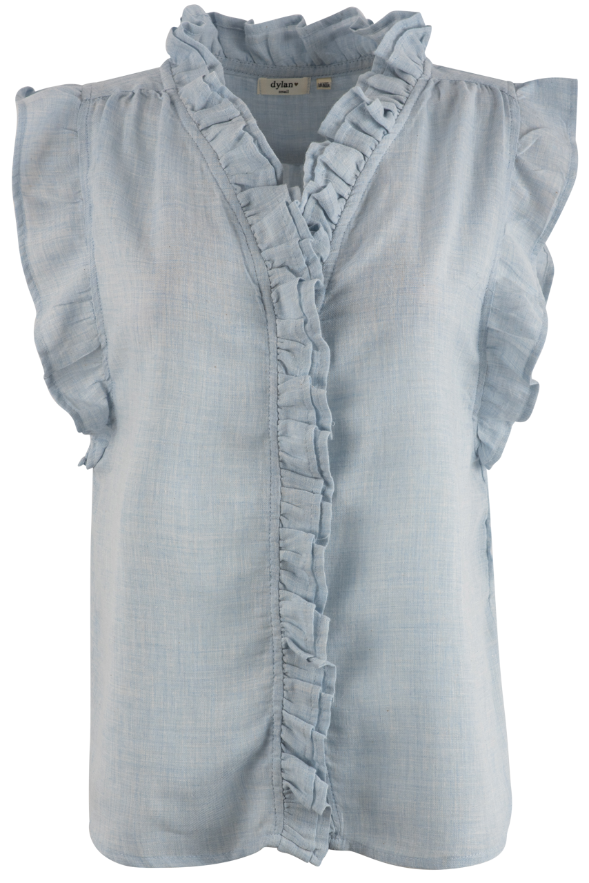 Dylan Chambray Ruffle Denim Shirt