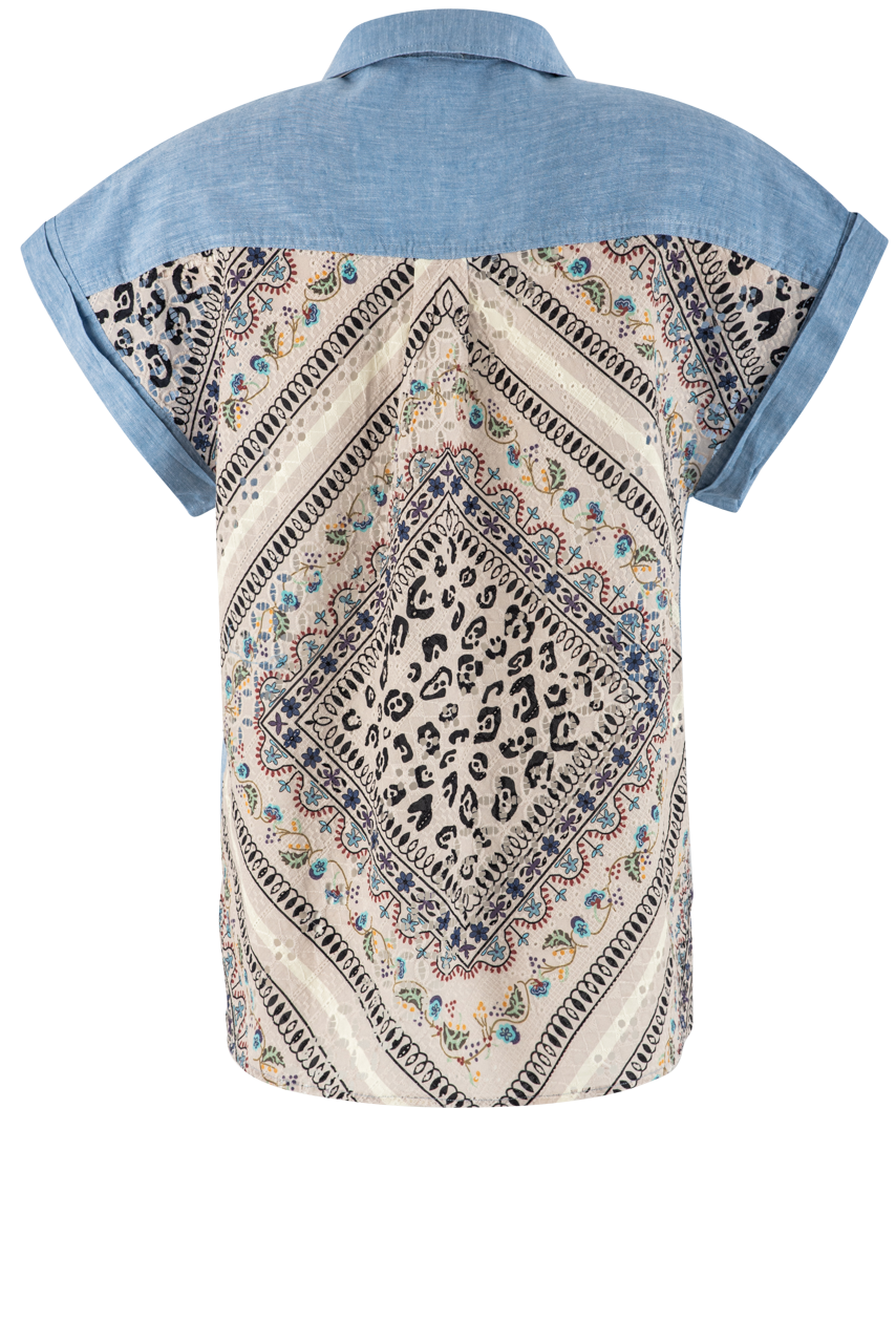 Dylan Multicolor Denim Western Top